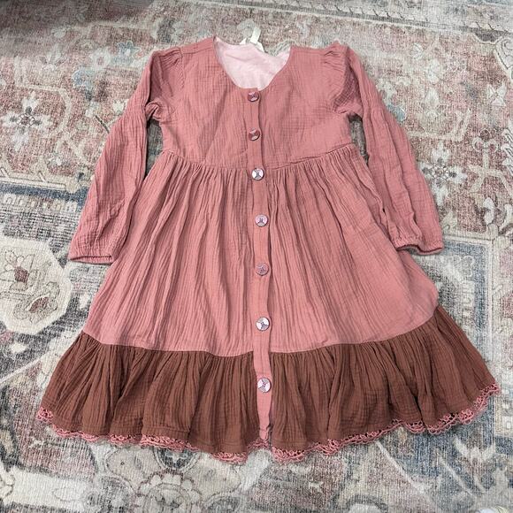 Matilda Jane Veda Dress Size 8 - Pink & Brown - Boho - Picture 3 of 7